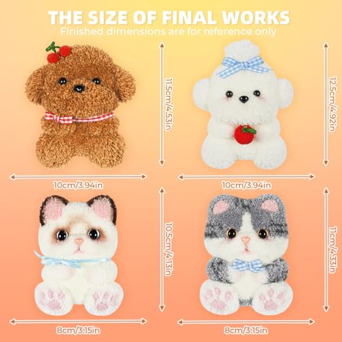 Punch Needle kit-4,Embroidery kit for Beginners,Punch Needle Kits Adults Beginner,Needles, Curved Scissors, a Tool Storage Box, Yarn, Easy-to-Follow Instructions, and Tutorial Videos(Cats and Dogs) - color: Cats and Dogs