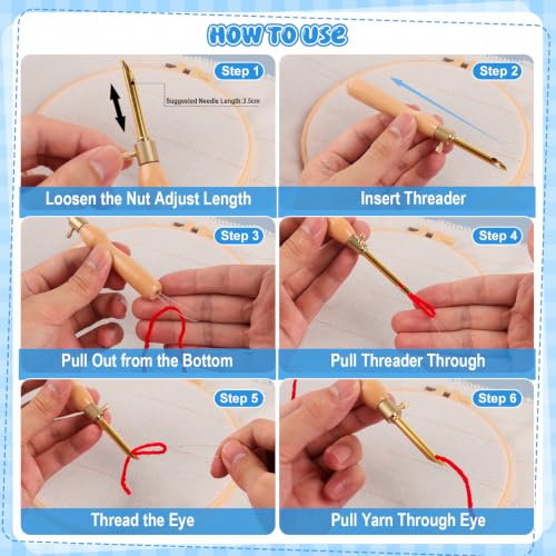 Punch Needle Kit Adults Beginner, Adjustable Punch Needle Tool - color: 11Pcs