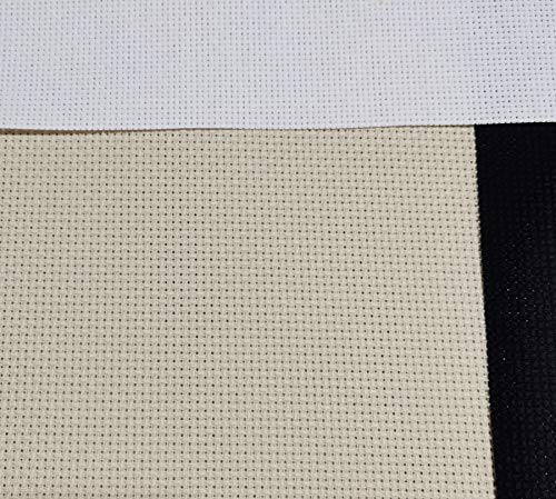 19" x 28" 14CT Counted Cotton Aida Cloth Cross Stitch Fabric (Light Beige) - color: Light Beige