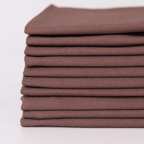 10 Pieces 18 x 21 Inches Cotton Fabric Precut Quilting Fabric Bundles Solid Colors Layer Cakes Quilt Material for DIY Craft Sewing Embroidery (Brown) - color: Brown