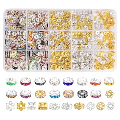 Rhinestone Spacer Beads for Jewelry Making, Bracelet, Pen, Keychain, Crafts
