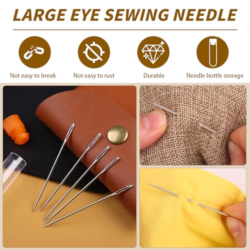 Large Eye Sewing Needles, 2.05 inch Sewing Sharp Needles for Hand Sew - size: 2.05in, 23pcs