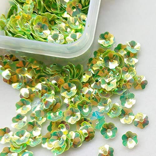 Chenkou Craft 7500pcs Sequins, 6mm Rainbow AB Flower Cup, 15 Colors, for Wedding, Christmas Clothes, Jewelry, 1 Box