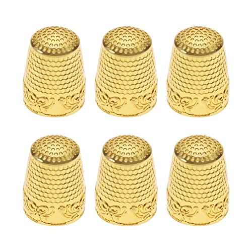 ECSiNG 6PCS Sewing Thimble Finger Protector Metal Finger Shield Fingertip Thimble Sewing Quilting Craft DIY Sewing Tool for Hand Sewing Needlework Embroidery Gold
