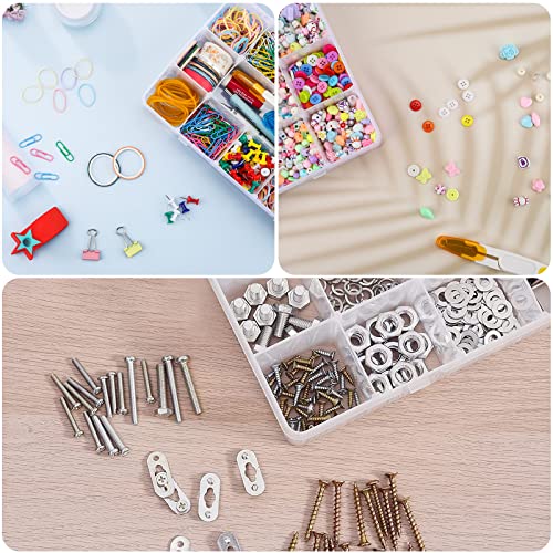 Exptolii 15 Large Grids Plastic Organizer Box with Dividers, Clear Compartment Container Storage for Washi Tapes Beads Crafts Jewelry Fishing Tackles, Size 11 x 6.3 x 2.2 in - size: 1x Large 15 Grids