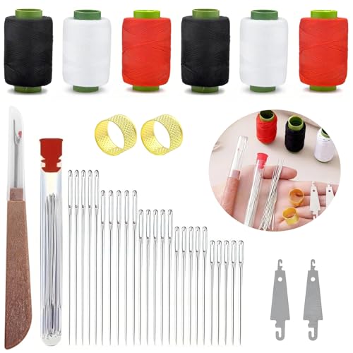 Sewing Tool Set, 37Pcs Big Eye Steel Sewing Needles Kit, Threader and Needle Repair Kit, Needle Threaders and Seam Ripper for Hand Sewing (37pcs tool kit)