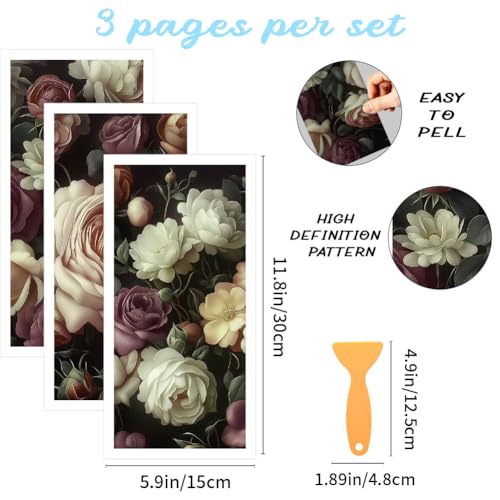 3 Sheets Vintage Moonflower Rub on Transfers for Crafts, 12×6in - style: Vintage Moonflower