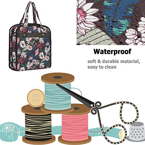 PACMAXI Sewing Accessories Storage Bag, Knitting, Craft Tools - color: Flower with Black Background