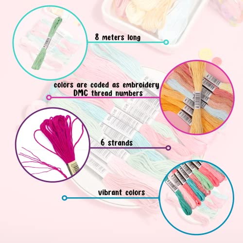 Athena’s Elements Embroidery Floss | Rainbow Thread for Embroidery, Cross Stitch Thread, Crafting Arts Embroidery Strings Bulk with Needles Plus White and Black Floss（447 Colors） - color: All colors-447, size: 447 pieces