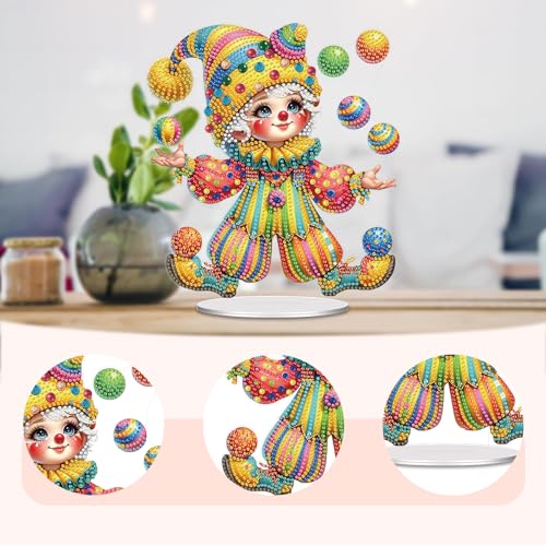 POETRYDRAW Diamond Art Ornament Desktop Kit Circus, Stand Up Diamonds Painting Ornament for Adults, 5D DIY Special Diamond Gem Craft Tabletop Placement Board Kit - color: Circus