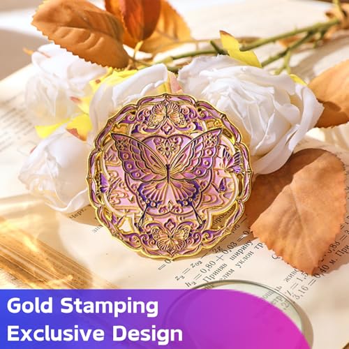 Kalaxy47 Needle Minder Magnet - Exclusive The Butterfly Dream Design, Gold Stamping, 2.4" Large Powerful Magnet for Cross Stitch, Embroidery, Sewing，Fridge Magnet，Safe for Crafters（Butterfly