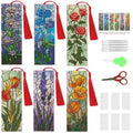 NEGEKFKX 6 Pcs Flowers Cross Stitch Bookmark Kit for Adult Beginners - color: Cross stitch bookmark-4