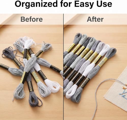 8Pcs 7.5m Cotton Stitch Embroidery Thread Floss DIY Friendship Bracelets Floss Craft Sewing Skeins Grey Fashion Embroidery Floss for Arts,Embroidery Thread and Floss, Crafts and Sewing