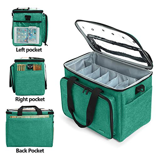 Teamoy Knitting Bag, Yarn Storage Organizer Crochet Bag Tote, Green - color: Green