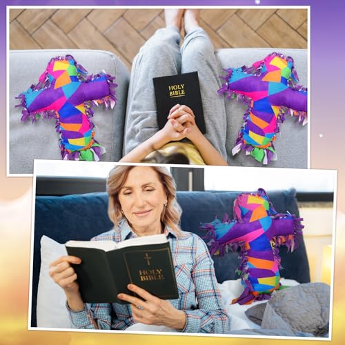 Weysat 6 Sets Religious Cross Tied Pillow Craft Kit 2026 VBS Crafts Christian DIY Pillow Gifts with PP Cotton Sunday School Decor VBS Favors Giveaways - style: Cross