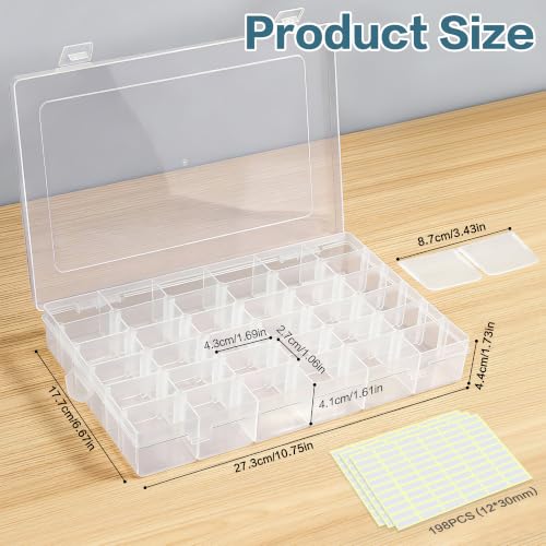 DILIBRA 5 Pack 36 Grids Large Plastic Organizer Box with Adjustable Divider - size: 5 Pack 180 Grids