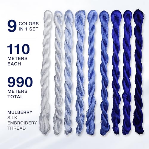 Natural 100% Silk Thread, Handmade Embroidery Thread Silk Floss 9 Colors 110m Each (81) - color: 81