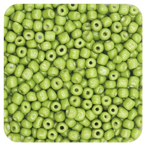 6/0 Craft Glass Seed Beads Bulk, 4mm 1000 Pcs Colorful Bracelet Beads Small for Jewelry Making, Waist, Hair, Neckalce Ring Earring DIY Art（Green） - color: Green