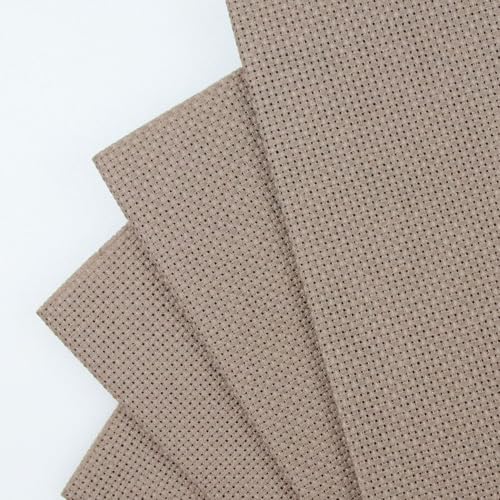KCS 4/6 pc of 12" x 18" 30cmx45cm 18CT Counted Cotton Aida Cloth Cross Stitch Fabric (Coffee, 4 pc) - color: Coffee, size: 4 pc