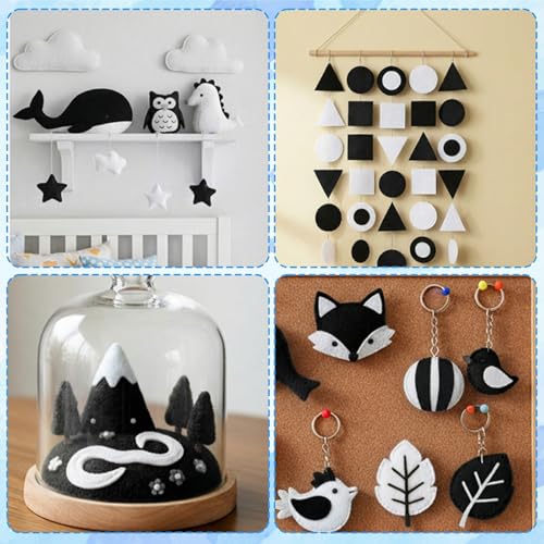 Ymapinc 10PCS Felt Fabric Sheets - 11.69 x 7.80 Inch Black & White - color: Black+white