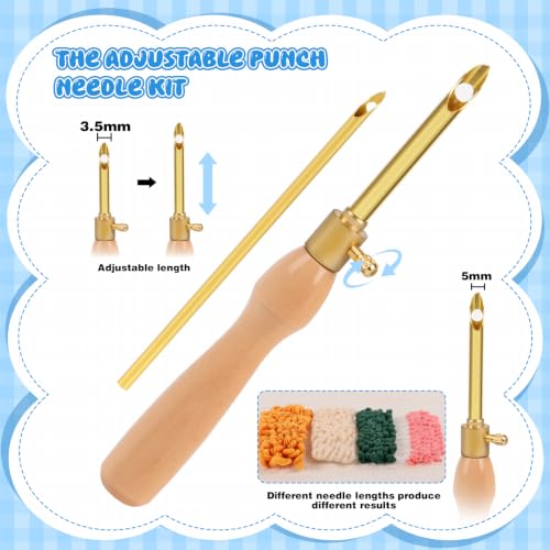Punch Needle Kit Adults Beginner, Adjustable Punch Needle Tool - color: 11Pcs
