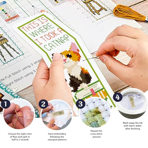 ORIGACH 6 Set Animals & Books Cross Stitch Bookmark Kit for Beginner - style: Animals and Books