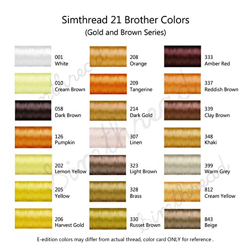 Simthread Embroidery Machine Thread Kit 800Y 21 Spools Brown and Gold Colors for Professional Embroidery Design - color: Gold & Brown