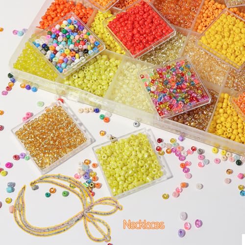 11200pcs Glass Seed Beads for DIY Crafting Bracelet Necklace Embroidery Jewelry Making Supplies (3mm, 400pcs/Color, 28 Colors, Yellow Scheme) - color: Yellow