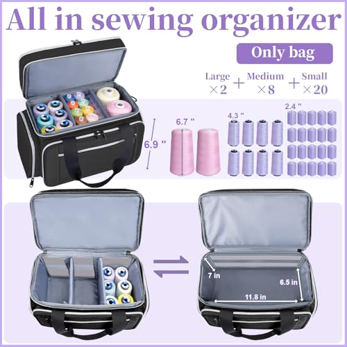 Anitor Sewing Supplies Organizer, Double Layer Sewing Storage Organizer - color: Black, size: Medium