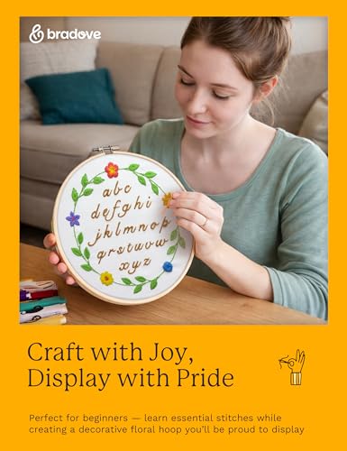 Bradove Alphabet Embroidery Kit for Beginners with Patterns - color: Alphabet