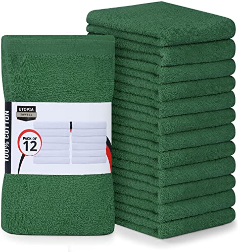 Utopia Towels Kitchen Bar Mops, 12 Pack, 16x19 in 100% Cotton, Hunter Green - color: Hunter Green, size: 12 Pack
