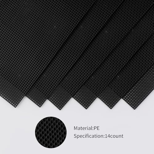 6 PCS 14 Count Plastic Mesh Canvas Sheets, 11x8.2 inch Plastic Cross Stitch Canvas for Cross Stitch, Embroidery, Knit,Crochet DIY Projects and Embroidery Making (Black) - color: Black