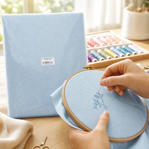 Essentials By Leisure Arts Aida Cloth, 14 Count, Light Blue, 3pc, Bulk, Cross Stitch Fabric, Embroidery Fabric, Cross Stitch Supplies for Crafting, Stitching, and Sewing Projects 30x36 - color: Light Blue