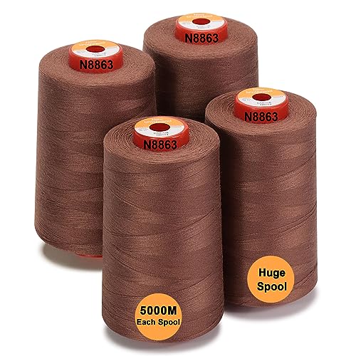 New brothread 4 Large Cones All Purpose Polyester Thread -Cocoa - color: 4xCocoa