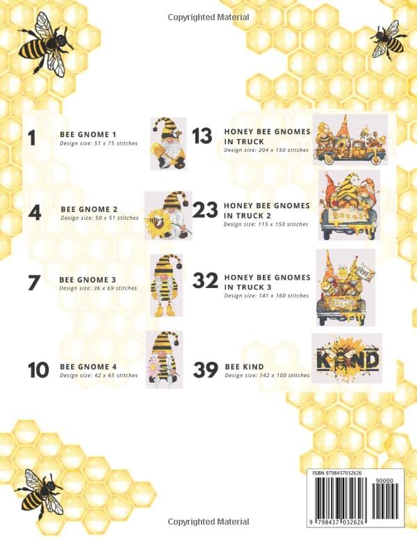 Honey Bee Gnomes | Counted Cross Stitch Pattern Book: Easy, Fast, and Small Spring Needlepoint Designs | Great for Beginners and Advanced Stitchers