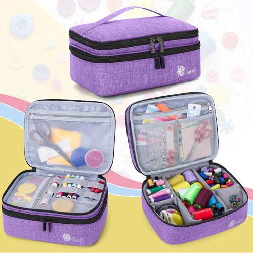 Luxja Double-Layer Medium Sewing Organizer, Purple - color: Purple, size: Medium