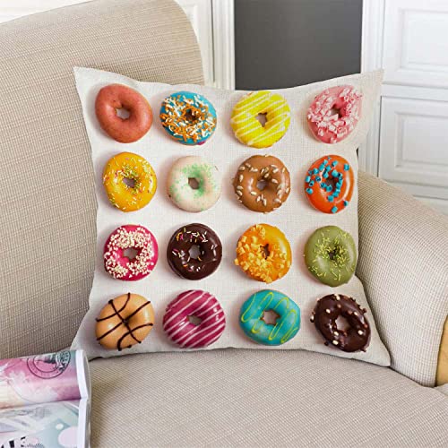 TSSOHU Outdoor Patio Throw Pillow Cover Colorful Donuts Farmhouse Décor Outside Furniture Swing Seat Bench Chair Decorative Cushion Cases 18x18 Deep Seat Bed Couch Sofa - color: Tss46