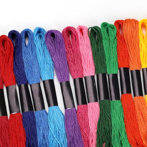 Embroidery Floss 16 Skeins 8.7 Yard Rainbow Colors Friendship Bracelet String Cross Stitch Threads for Jewelry Making Bracelet Stitching Thread Floss Bracelets Making Yarn - color: Rainbow Colors