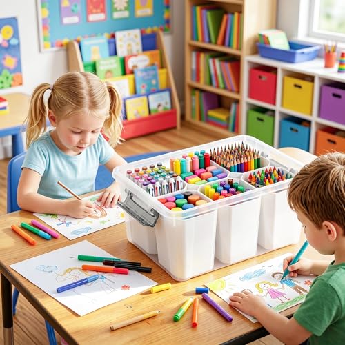 17 Qt Craft Organizers and Storage with Removable Divider, Marker Organizer for Crayons, Pencils & Art Supply, 1 Pack - size: 17 Qt - Divider