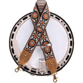Nefelibata Banjo Strap,2"Wide Double Crazy Horse Leather Jacquard Embroidery Strap Adjustable Replacement,Multi-pattern Strap With Metal Clips - color: A#-embroidery Brown Flower