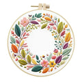 JJFox Embroidery Kit for Beginners and Adults, DIY Hand Embroidery Starter Kit with Cute Pattern, Cross Stitch Needlepoint Set with Hoop, Threads and Instructions (Wreath) - color: Wreath