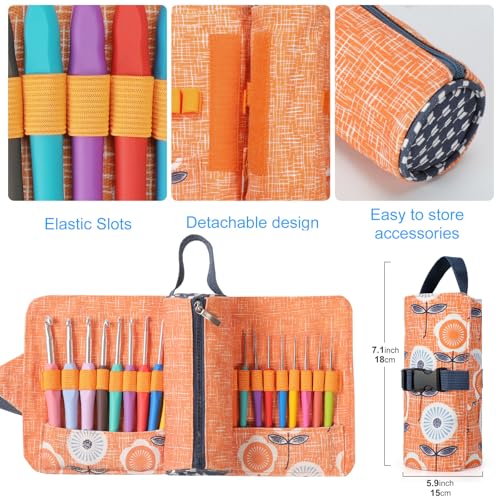 Vodiye 21 Sizes Ergonomic Crochet Hooks Set with Roll-Up Case, 0.5-10.0mm - size: 21 Size (0.5–10.0mm) Roll Bag