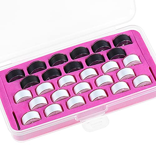 New brothread 28pcs Size A SA156 Prewound Bobbin Thread - 17White+11Black - color: White-Black SA156 90WT