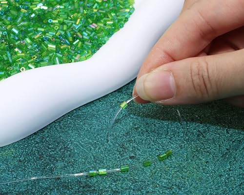 Glass Bugle Tube Beads 1400Pcs/30g Mini Seed Beads 2 * 3mm Small Craft Loose Spacer Bead for DIY Bracelets Necklace Earring Jewelry Making (Grass Green) - color: Grass Green