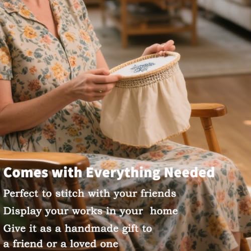FONNUY Giraffe Pre-Stamped Embroidery Pattern for Beginners, Boho Needlepoint Kits for Beginners Cross Stitch Craft Sewing Full Needles and Thread Hoop Kit (Giraffe 03) - color: Giraffe 03