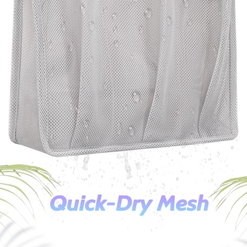 famichan Portable Mesh Shower Caddy Bag, Bathroom Shower Organizer Tote for College Dorm, Gym, Travel, Camping, Swimming, Dorm Room Essentials for Boys Girls - Gray - color: Gray