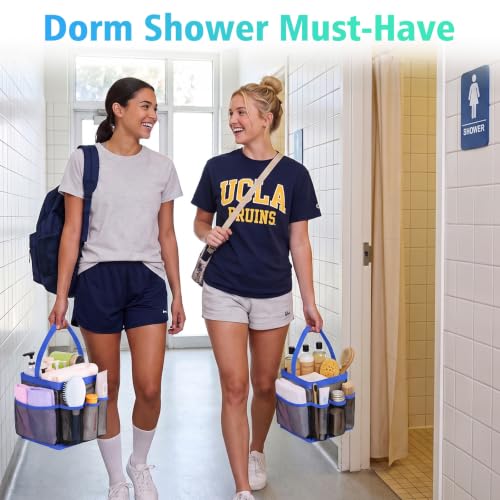 EUDELE Mesh Shower Caddy Portable for College Dorm Room Essentials,Shower Caddy Dorm with 9-Pocket Large Capacity for Beach,Swimming,Gym,Travel essentials, Blue - color: Black-Dark Blue