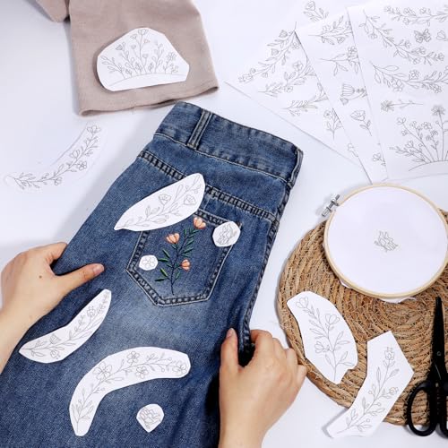 4 Sheets Water Soluble Stabilizer Embroidery Patterns B - style: B