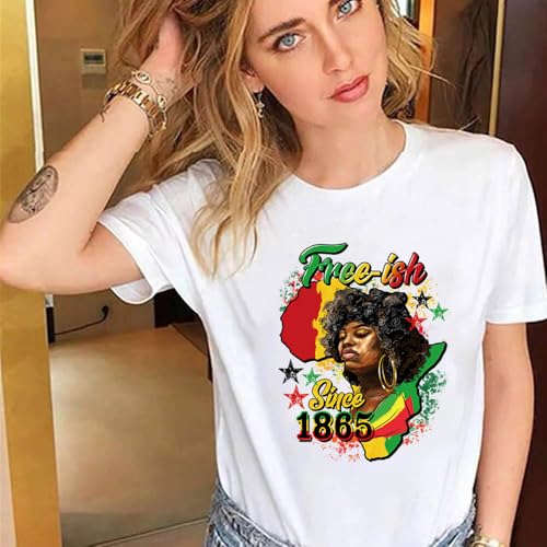 Juneteenth Iron on Transfers for T-Shirts, Free-ish Since 1865 DTF Transfers Ready to Press 4PCS Black History Stickers Vinyl Decals Iron on Patches for Clothing Tote Bag Hat Gift DIY Craft Decoration - color: Juneteenth B
