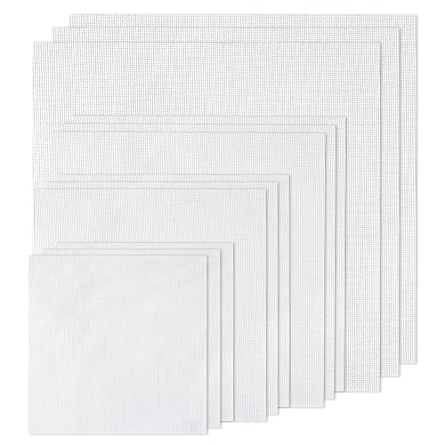 12 PCS Aida Cloth 14 Count, 4 Sizes White Cross Stitch Fabric for Craft Embroidery, Classic Reserve Aida Cloth for Embroidery Beginner, Needlework, Cross Stitch (5.9 to 11.8inch)